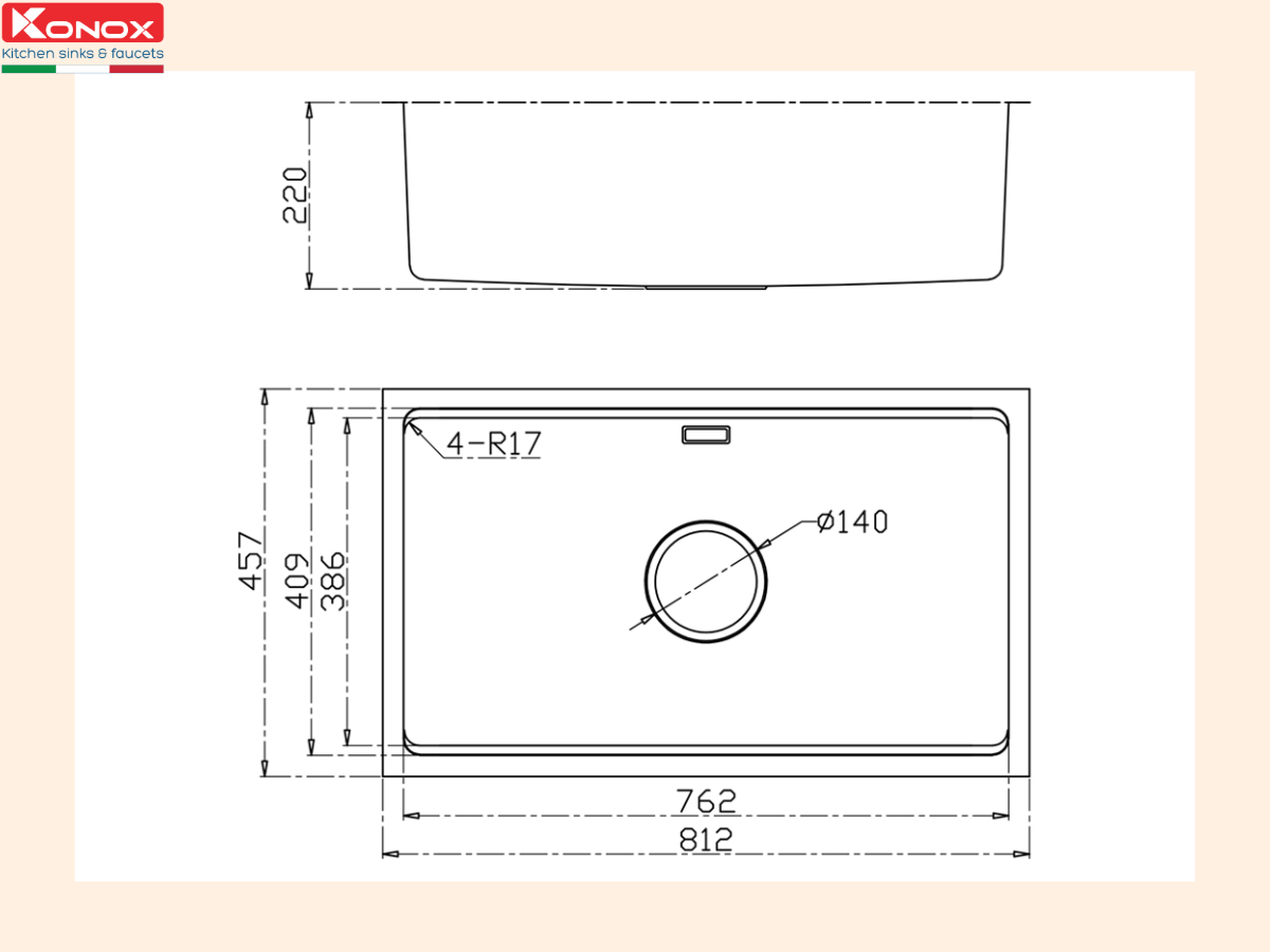 Chậu inox Konox KN8146SU Dekor Basic