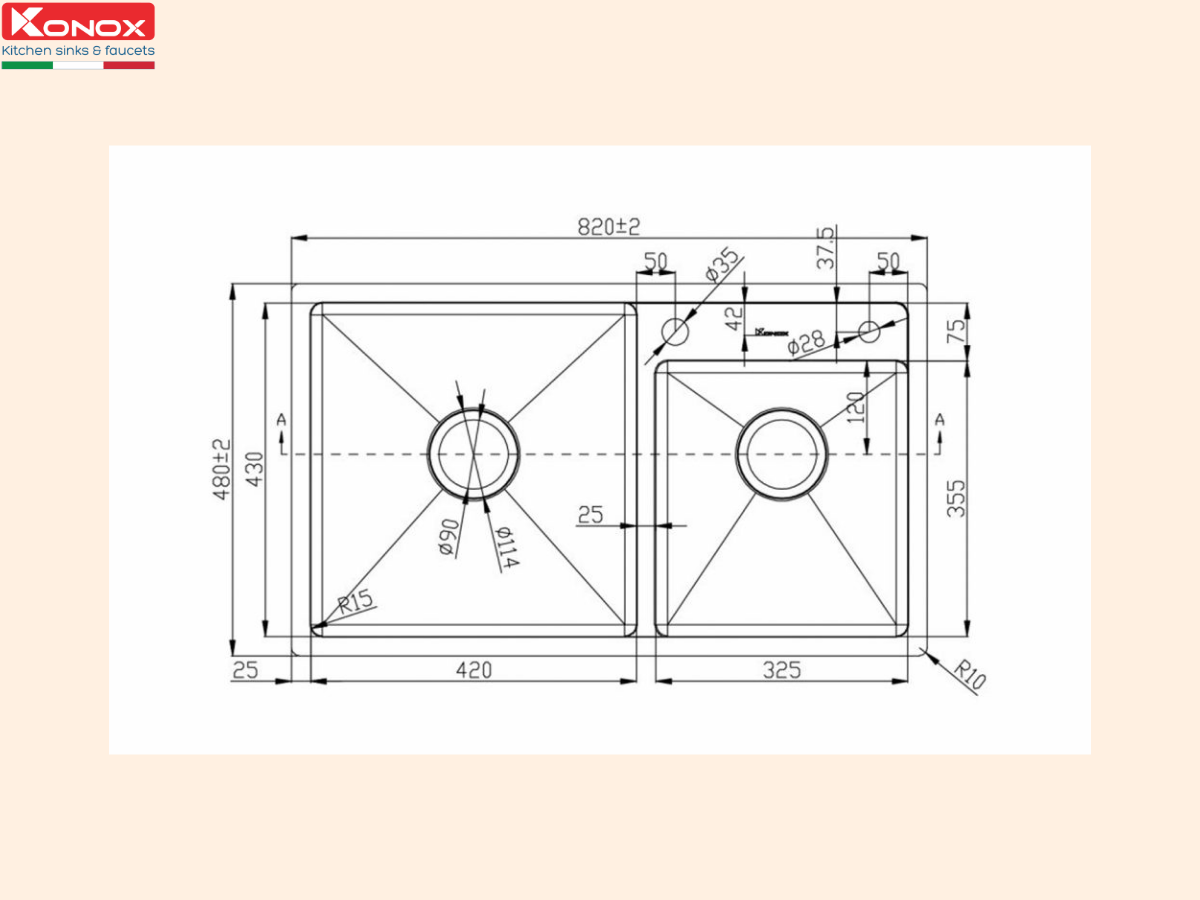 Chậu inox Konox KN8248DO