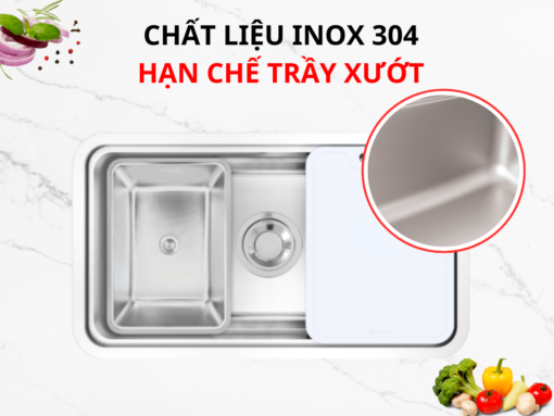 Chất liệu inox 304 cao cấp, thiết kế sang trọng, tinh tế