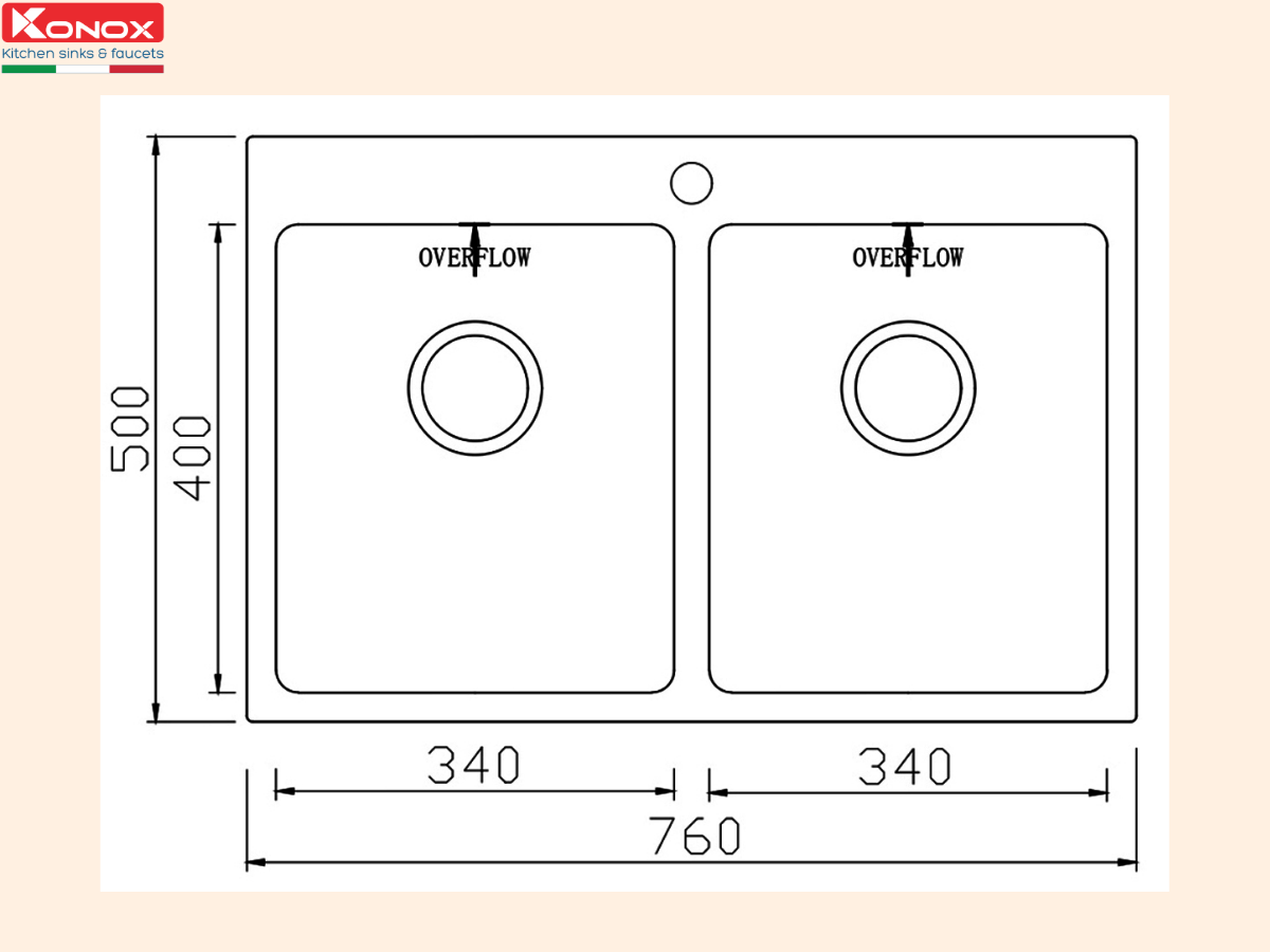 Chậu inox Konox Unico 7650