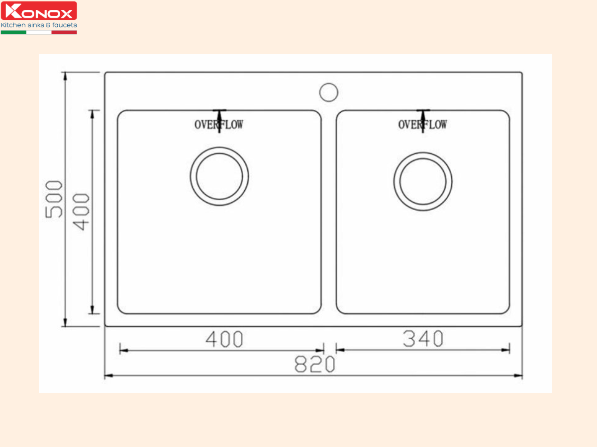 Chậu inox Konox Unico 8250
