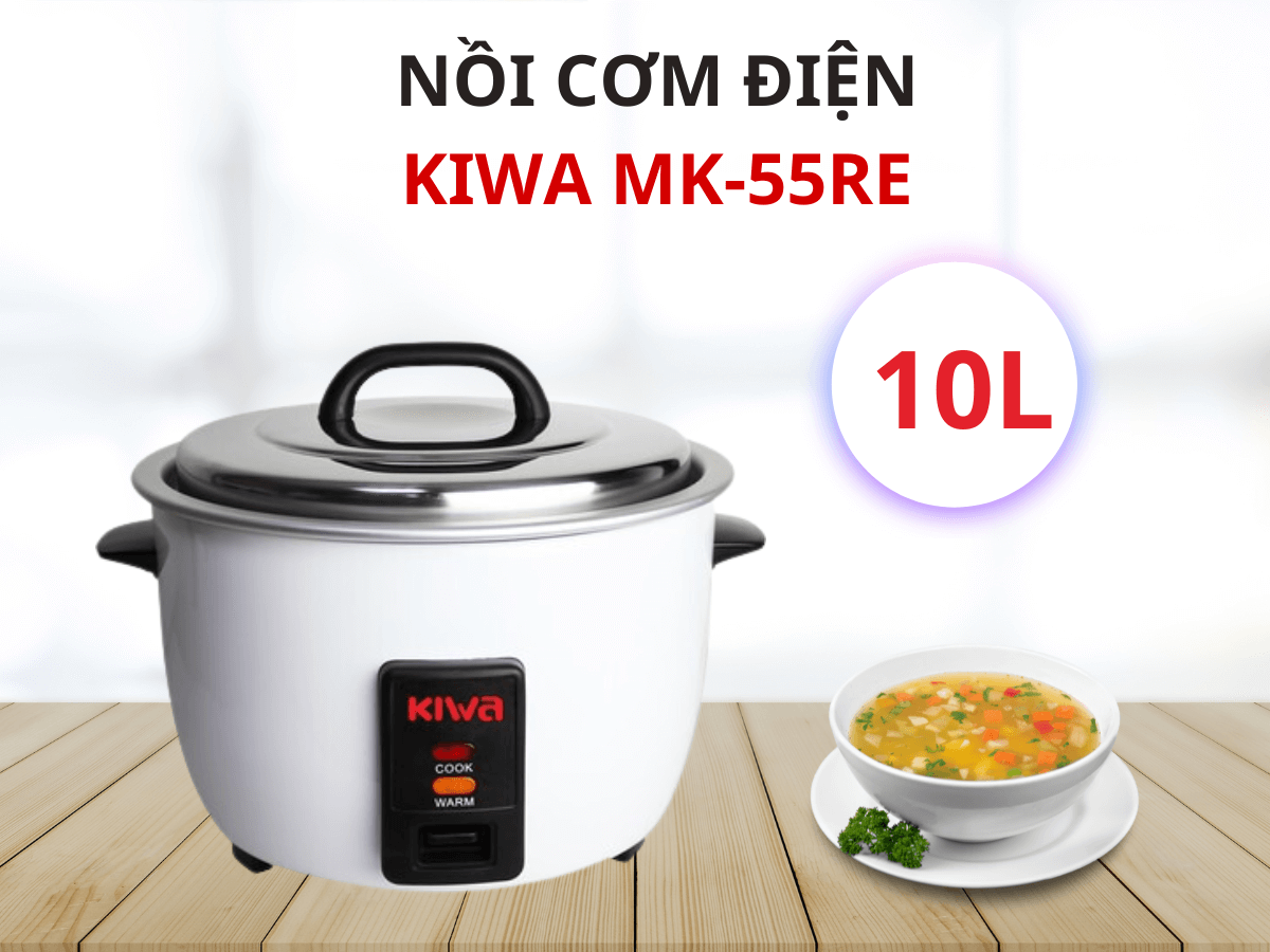 Nồi cơm điện Kiwa MK-55RE dung tích 10 lít, thiết kế đẹp mắt