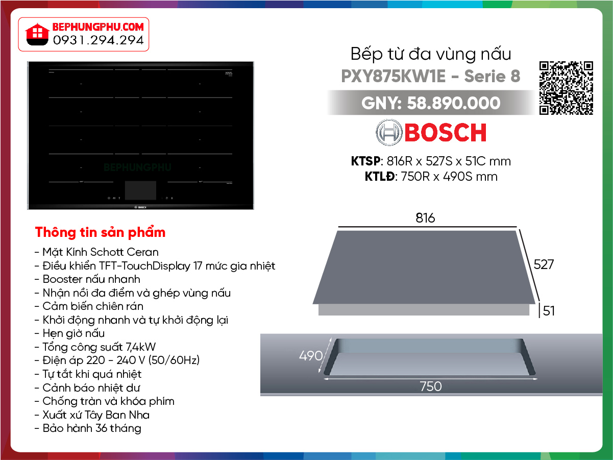 Bếp từ Bosch PXY875KW1E