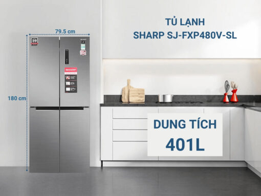 tủ lạnh sharp sj-fxp480v-sl inverter 401l