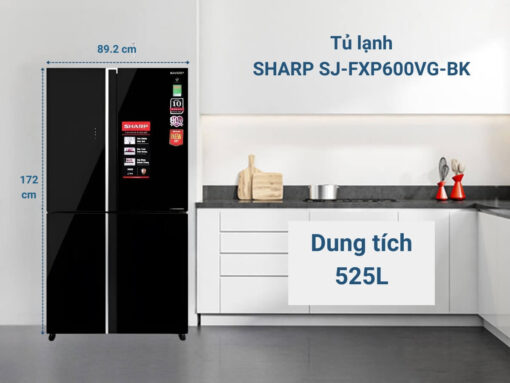 tủ lạnh sharp sj-fxp600vg-bk inverter 525l