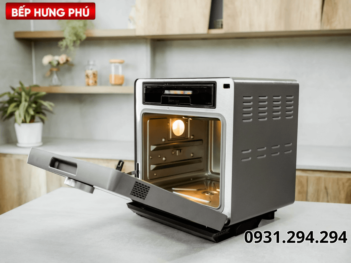Cửa nồi chiên hơi nước OLIVO SF16 PRO có trợ lực đảm bảo cửa không bị va đập mạnh