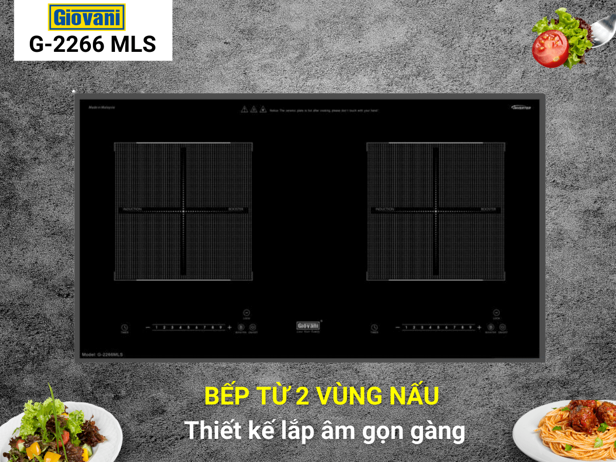 Bếp từ Giovani G-2266 MLS thiết kế 2 vùng nấu sang trọng