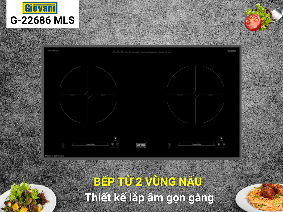 Bếp từ Giovani G-22686 MLS thiết kế 2 vùng nấu sang trọng