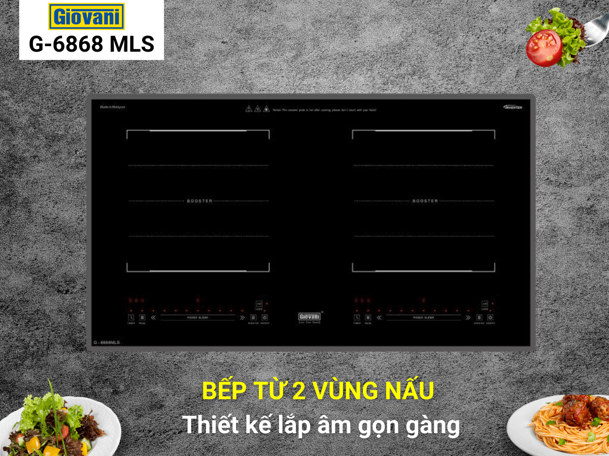 Bếp từ Giovani G-6868 MLS thiết kế 2 vùng nấu sang trọng