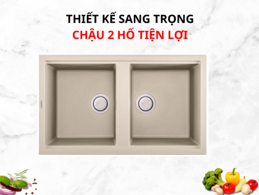 Thiết kế sang trọng, chậu 2 hố tiện lợi