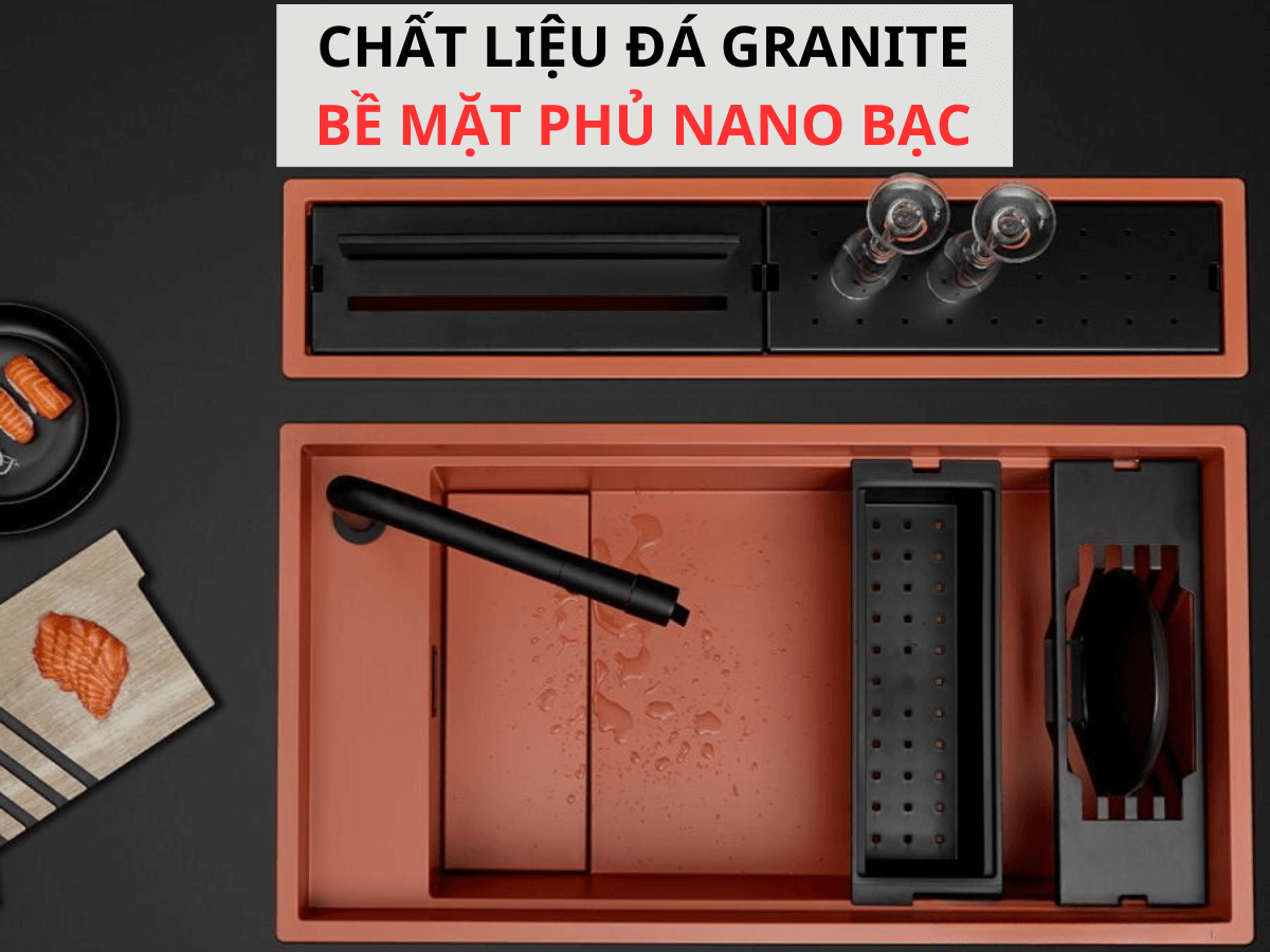 Chất liệu đá Granite, bề mặt phủ Nano Bạc