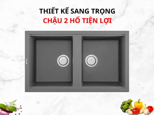 Thiết kế sang trọng, chậu 2 hố tiện lợi