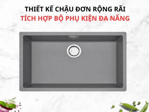 Thiết kế chậu đơn rộng rãi, sang trọng