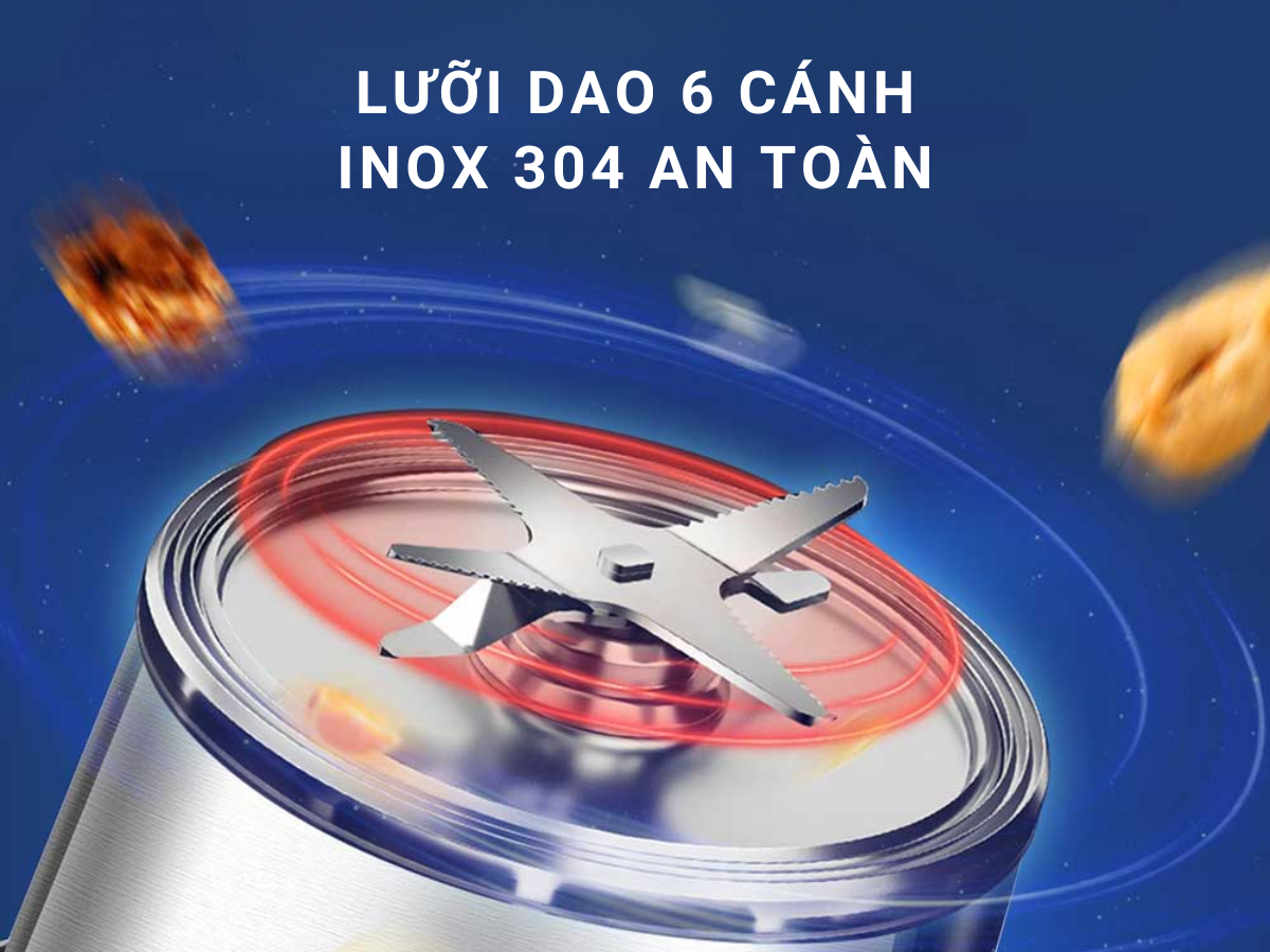 Lưỡi dao 6 cánh, inox 304 an toàn