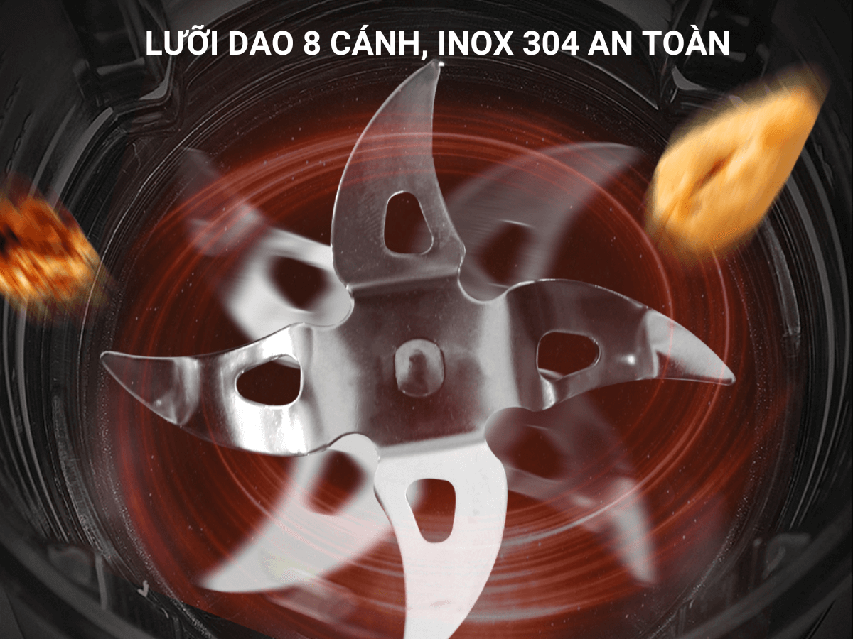 Lưỡi dao 8 cánh, inox 304 an toàn