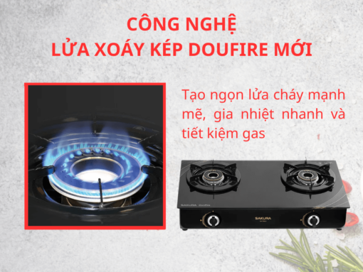 bếp gas sakura sa-792lg (2) Công nghệ lửa xoáy kép DouFire mới