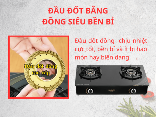 bếp gas sakura sa-792lg (4) Đầu đốt bằng đồng siêu bền