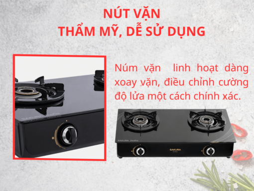 bếp gas sakura sa-792lg (5) Núm vặn thẩm mỹ, dễ sử dụng
