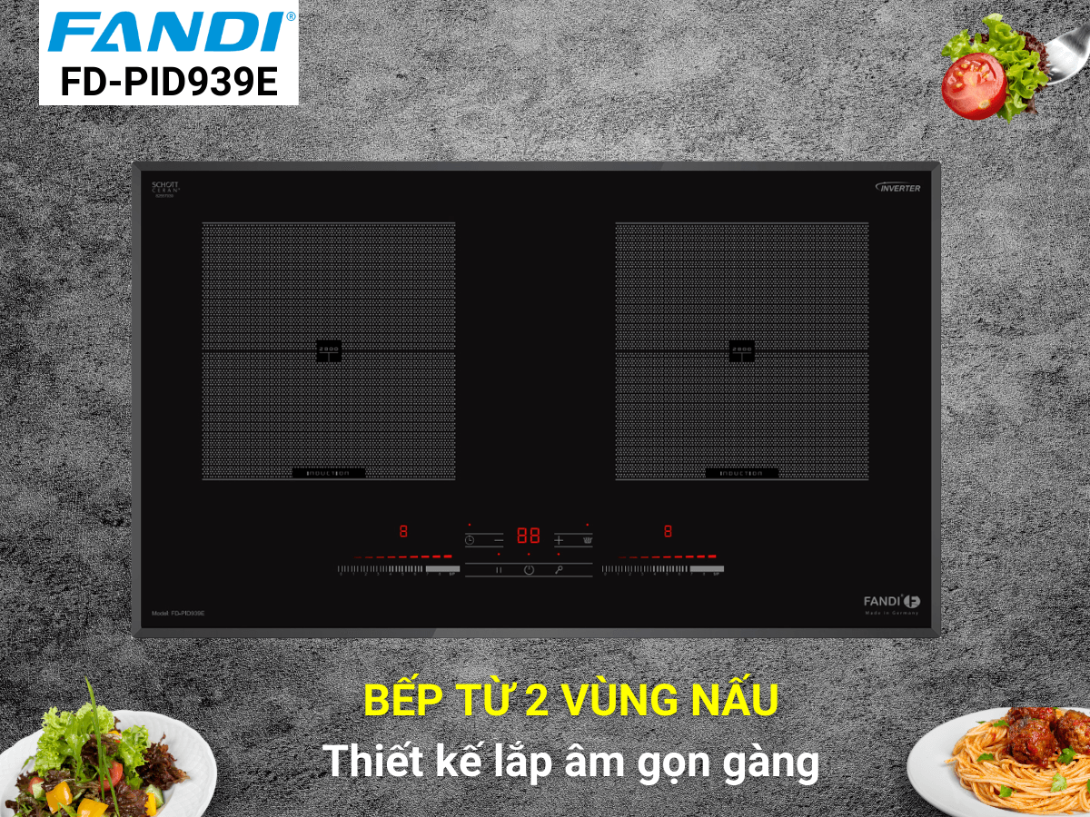 Bếp từ Fandi FD-PID939E thiết kế 2 vùng nấu sang trọng