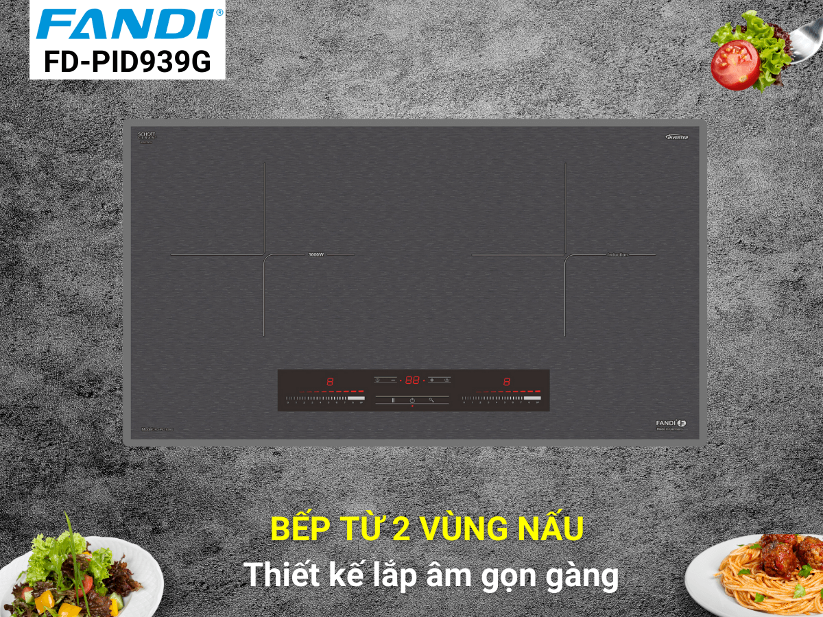 Bếp từ Fandi FD-PID939G thiết kế 2 vùng nấu sang trọng