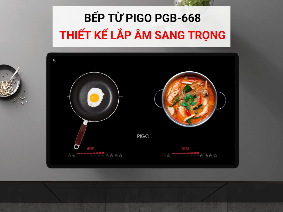 Bếp từ Pigo PGB-668 thiết kế 2 vùng nấu sang trọng