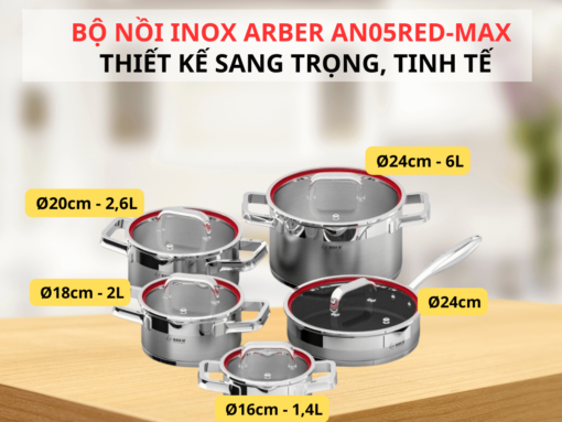 Bộ nồi inox Arber AN05RED-MAX