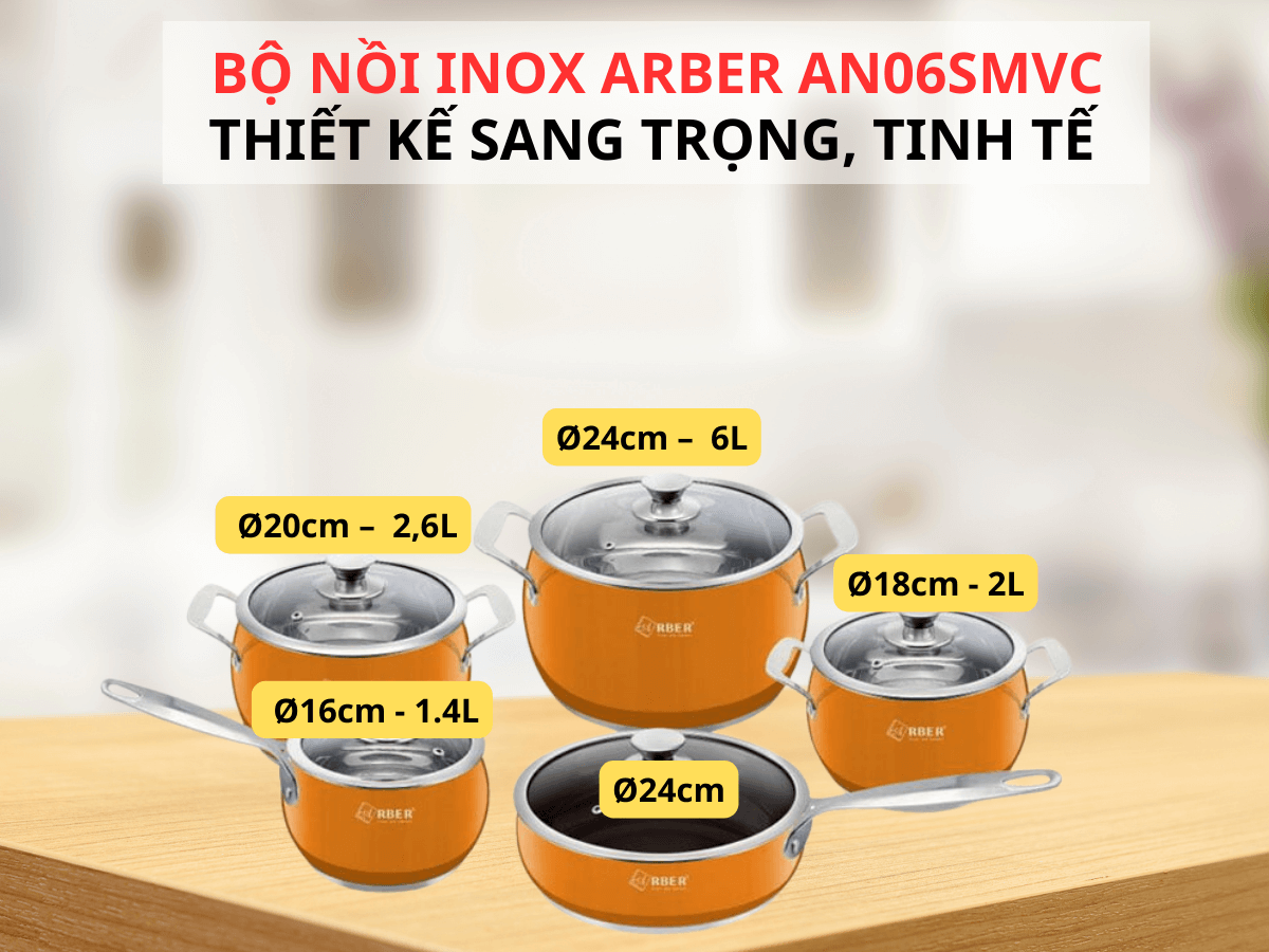 Bộ nồi inox Arber AN06SMVC