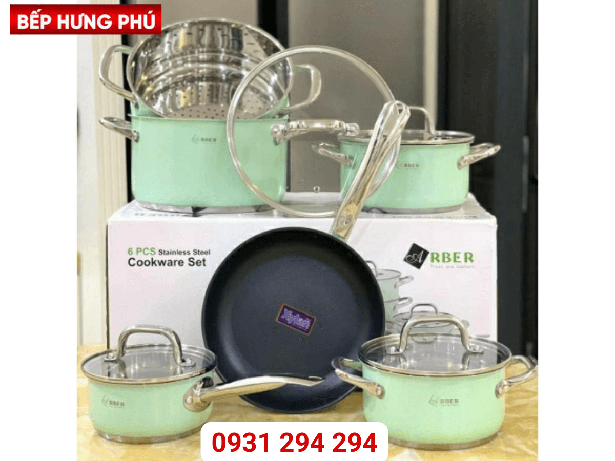bộ nồi inox Arber OPAL 6 món