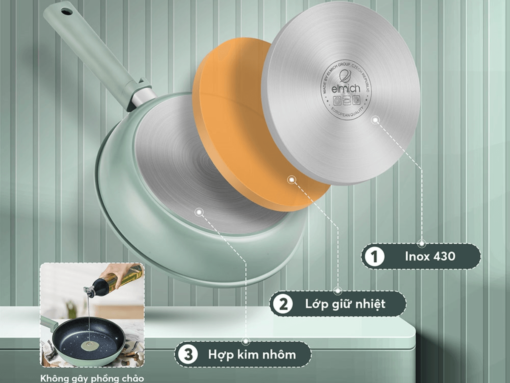 Đáy từ 3 lớp dày 5.3mm, hiệu suất bắt từ siêu nhanh