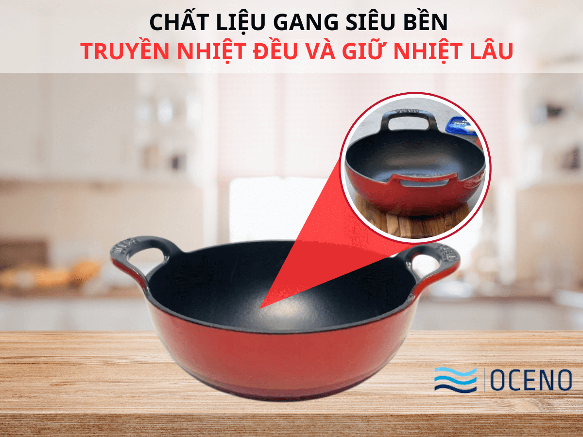 Chất liệu gang siêu bền, truyền nhiệt đều và giữ nhiệt lâu