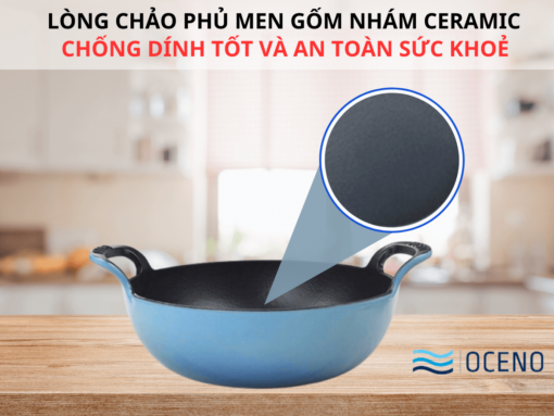 Lòng chảo phủ men gốm nhám Ceramic chống dính tốt và an toàn sức khoẻ