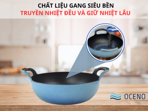 Chất liệu gang siêu bền, truyền nhiệt đều và giữ nhiệt lâu