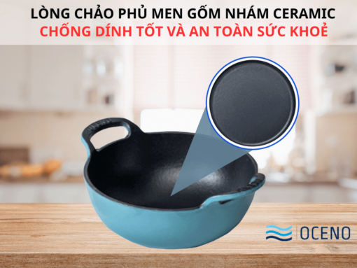 Lòng chảo phủ men gốm nhám Ceramic chống dính tốt và an toàn sức khoẻ
