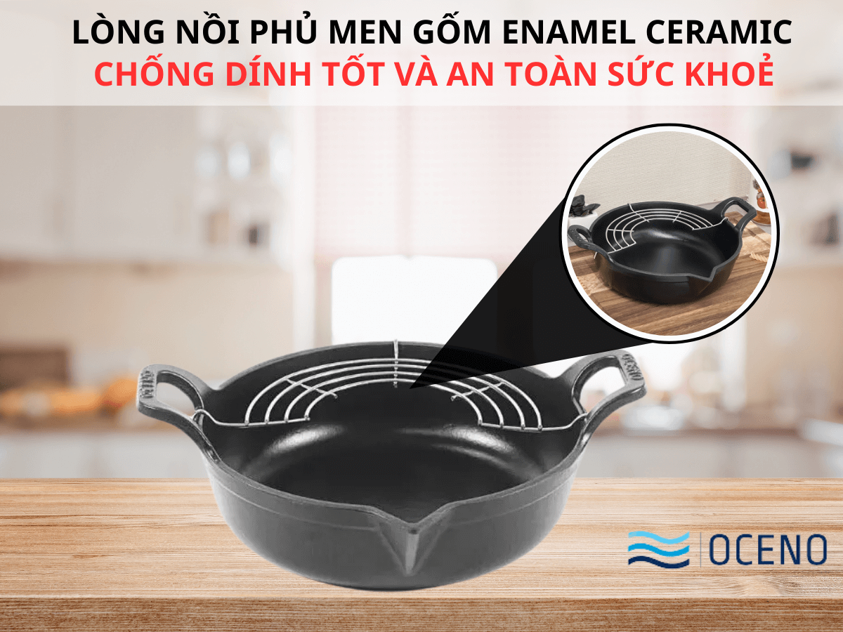 Lòng chảo phủ men gốm nhám Ceramic chống dính tốt và an toàn sức khoẻ