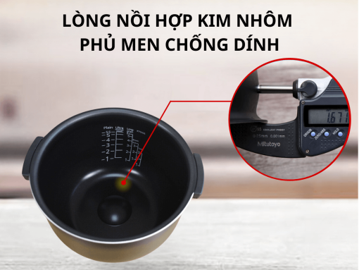 Lòng nồi dày dặn, phủ men chống dính cao cấp