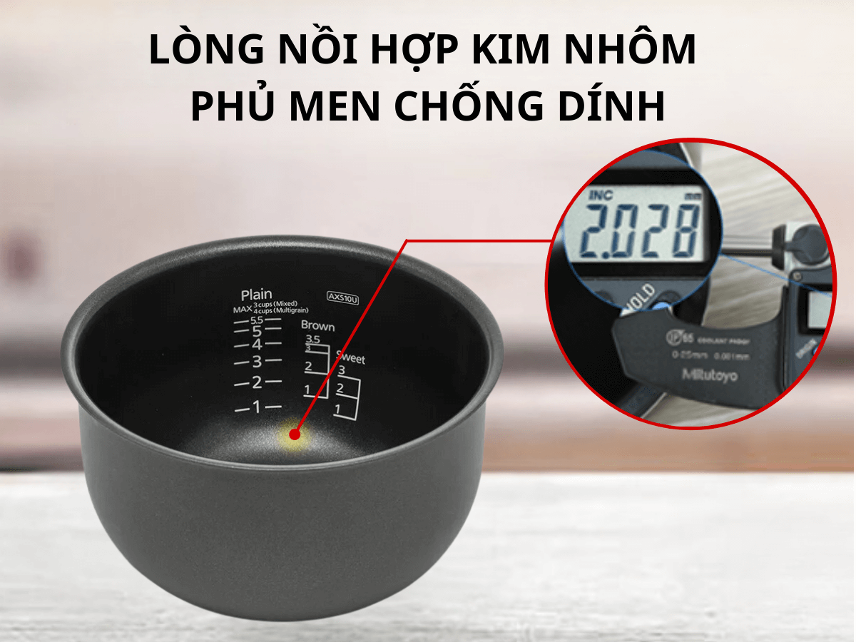 Lòng nồi dày dặn, phủ men chống dính cao cấp