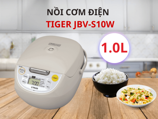 Nồi cơm điện tử Tiger JBV-S10W dung tích 1.0 lít, thiết kế sang trọng