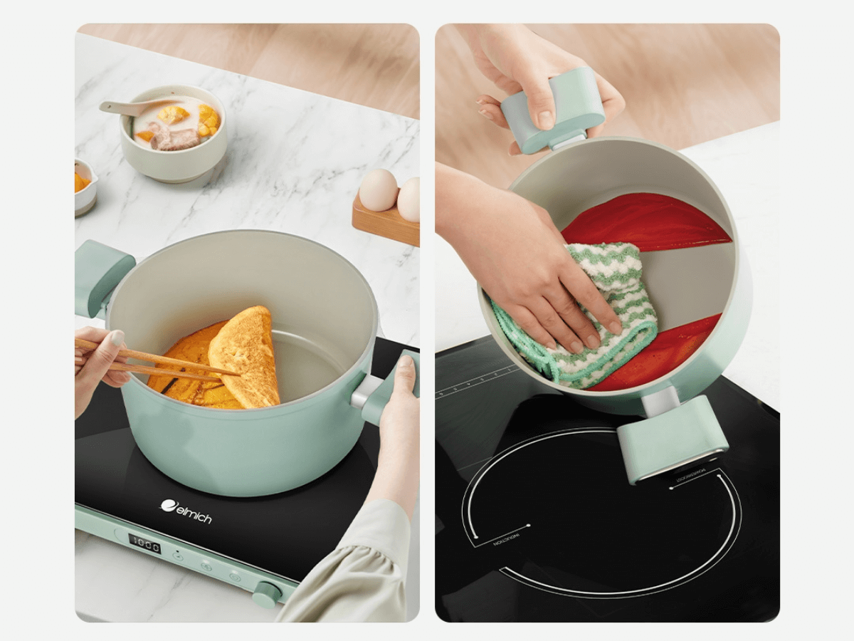 Lòng nồi tráng sứ Ceramic chống dính tốt và an toàn với sức khoẻ