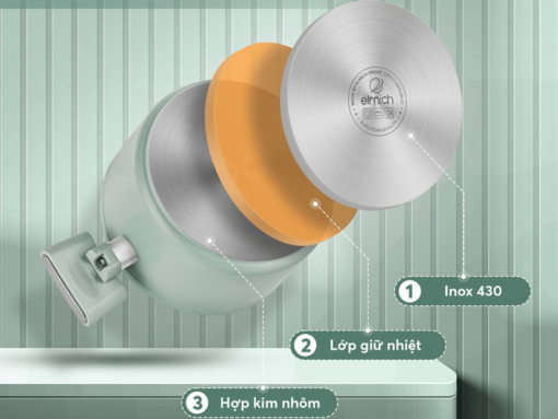 Đáy từ 3 lớp dày 3.2mm, hiệu suất bắt từ siêu nhanh