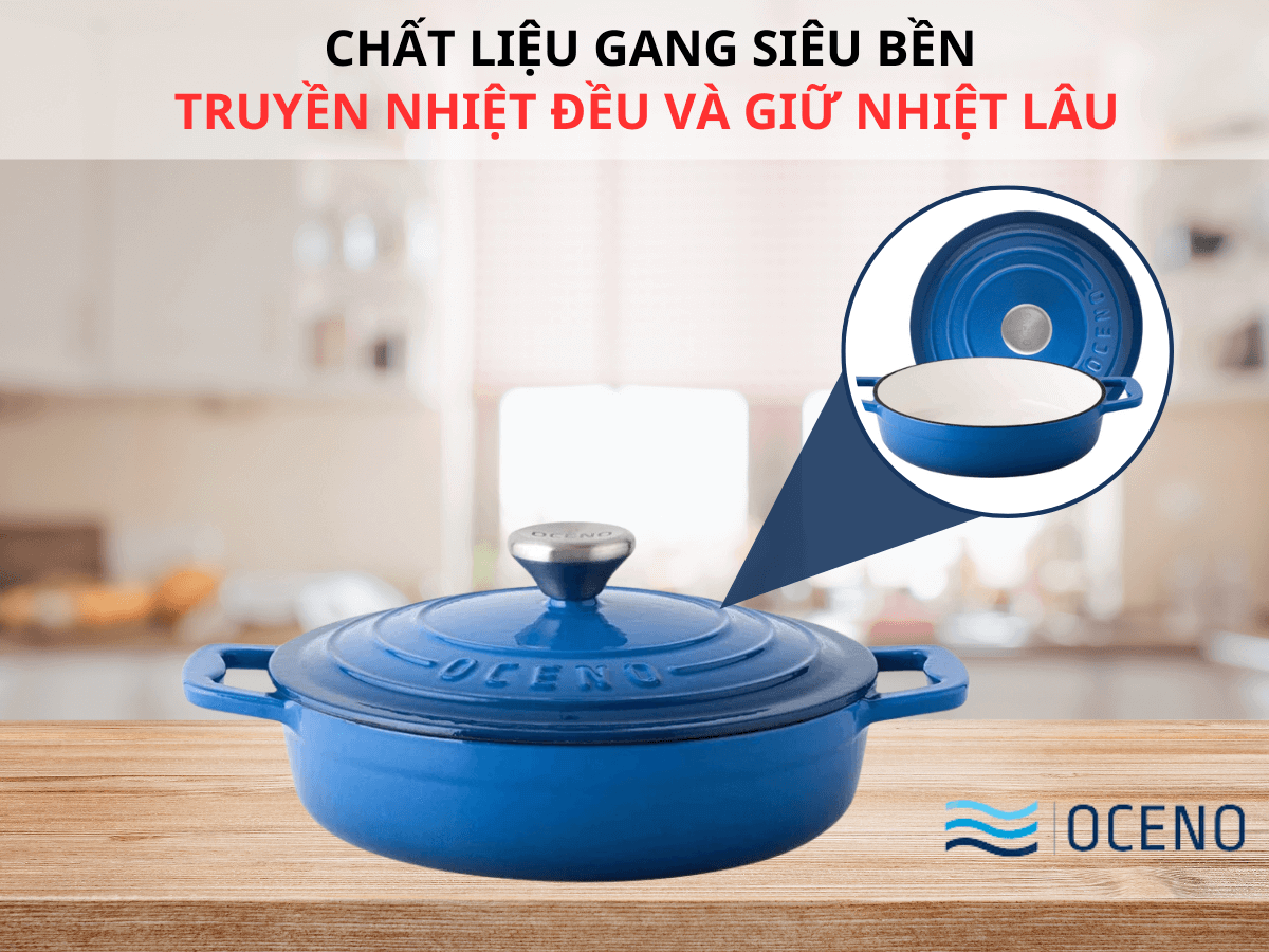 Nồi gang Oceno CRS-22A-BLUE 22cm