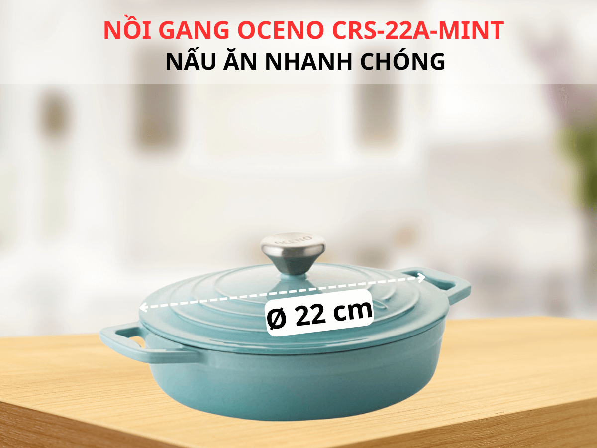 Tổng quan về Nồi gang Oceno CRS-22A-MINT 22cm