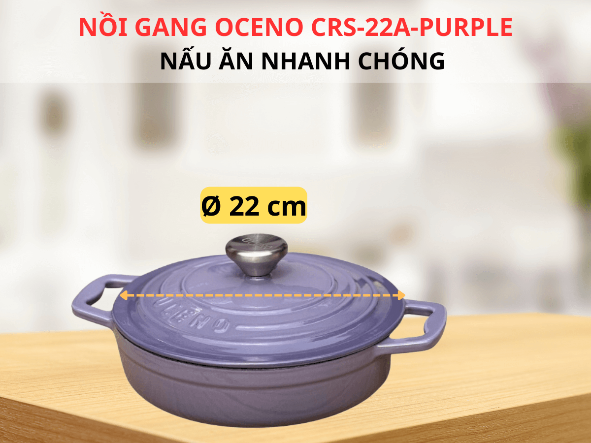 Tổng quan về nồi gang Oceno CRS-22A-PURPLE 22cm