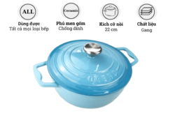 Nồi gang Oceno CRS-22C-LBLUE 22cm
