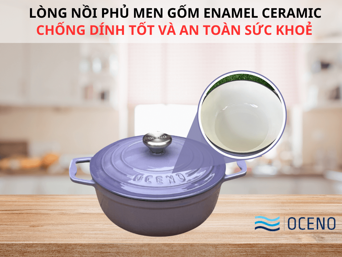 Nồi gang Oceno CRS-22C-PURPLE 22cm