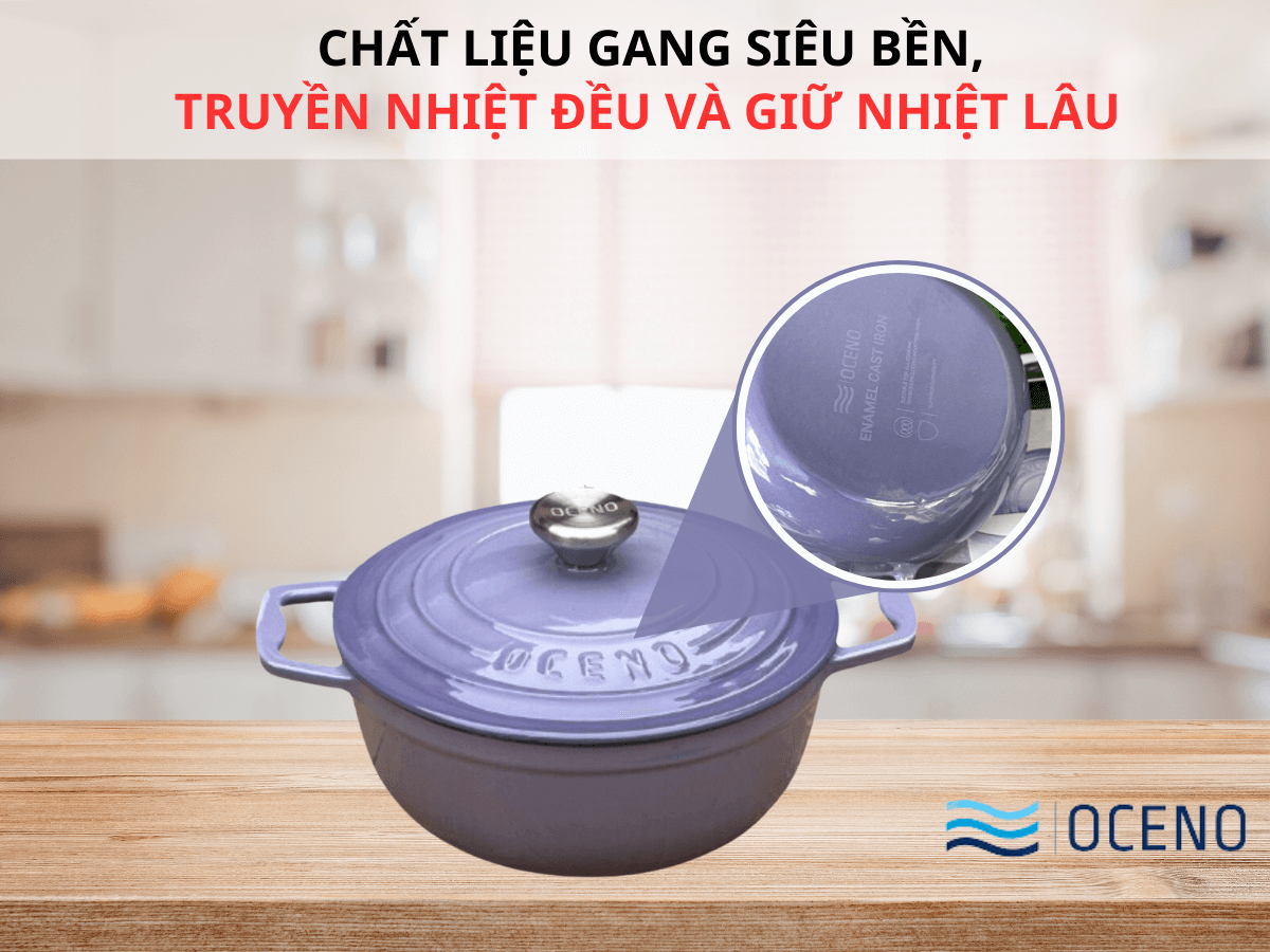 Nồi gang Oceno CRS-22C-PURPLE 22cm