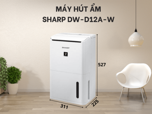 Máy hút ẩm Sharp DW-D12A-W thiết kế sang trọng, tiện lợi