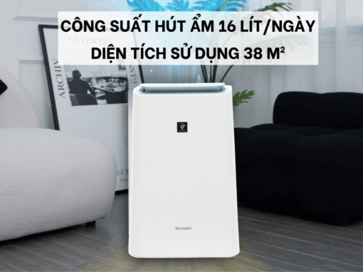 Công suất hút ẩm 16 lít/ngày, diện tích sử dụng 38m2