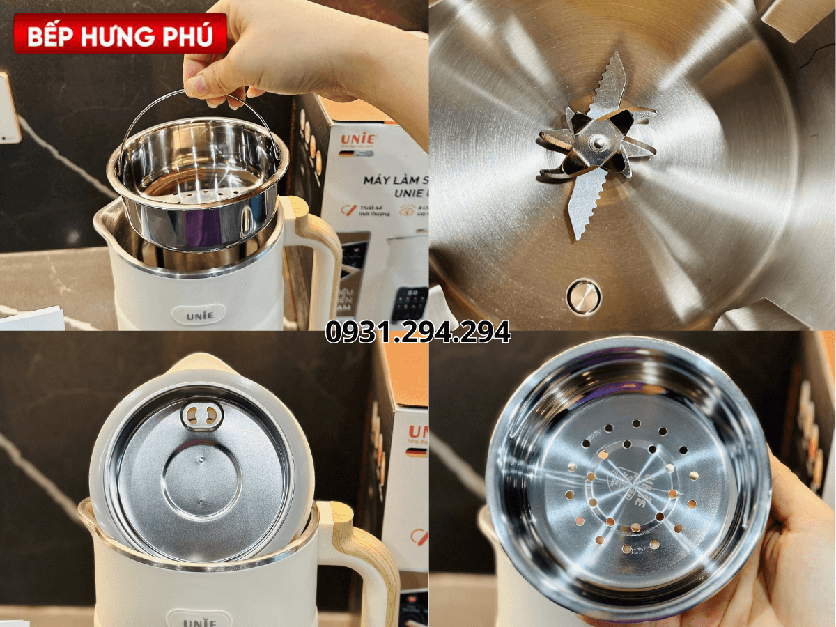 Cận cảnh các chi tiết máy làm sữa hạt Unie UMB12