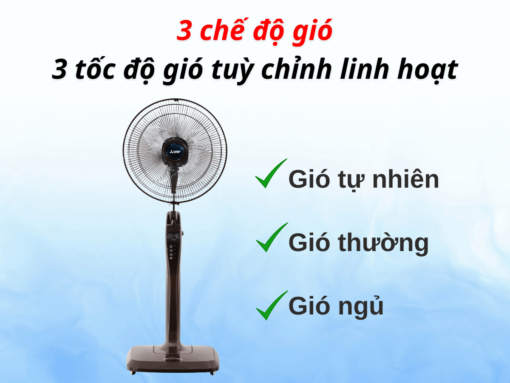 3 chế độ gió và 3 tốc độ gió tuỳ chỉnh linh hoạt