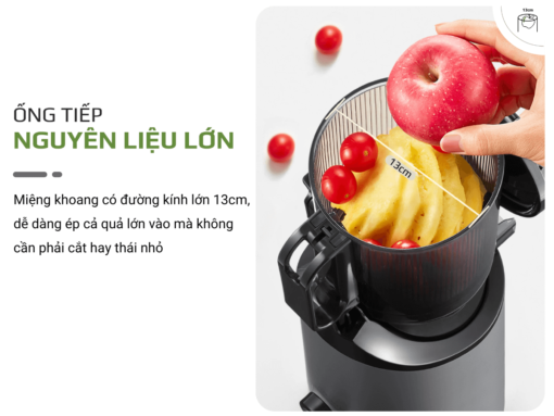 Khoang tiếp nguyên liệu lớn, đường kính rộng 13cm